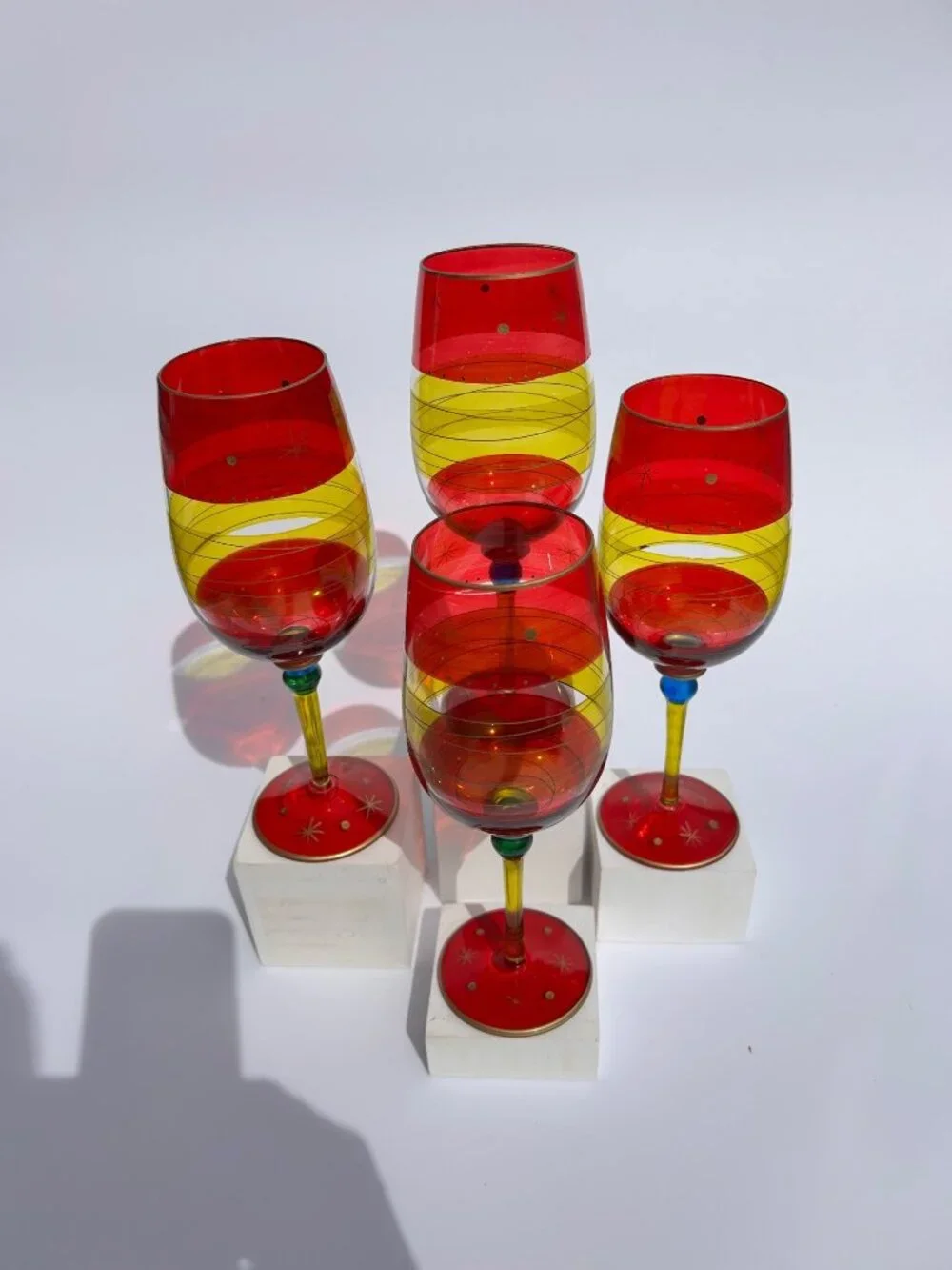 Vintage Pier 1 Festive Stripe Wine Glass.